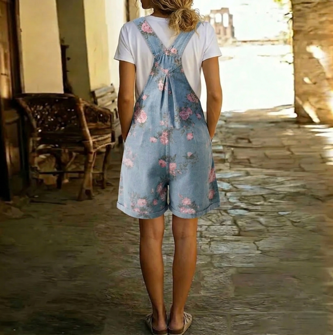 Judy™ | Vintage λουλουδάτη τζιν ολόσωμη φόρμα